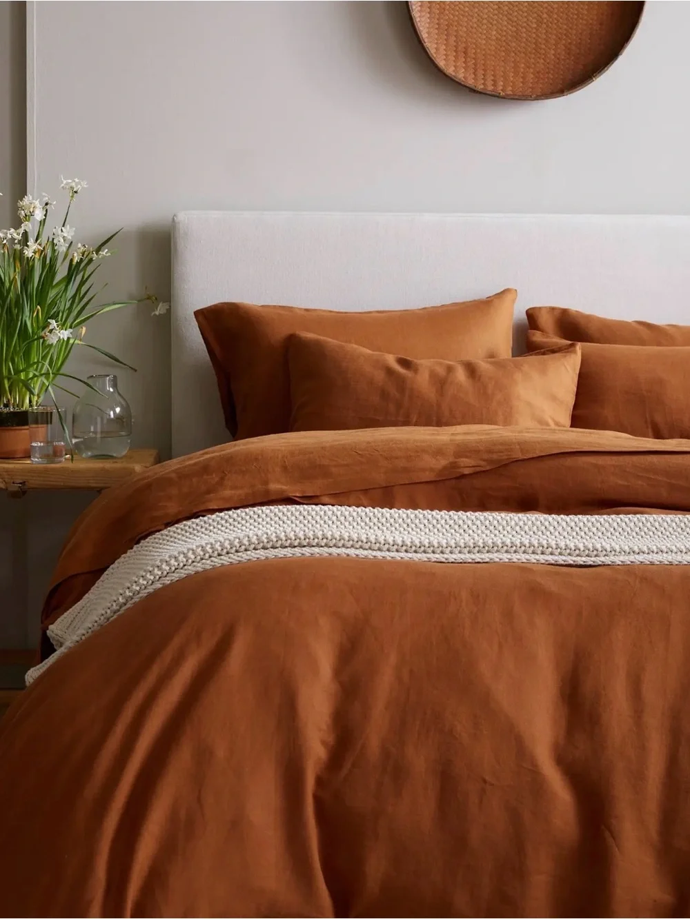 Quince European Linen Duvet Cover Set, King/Cal King, Terracotta